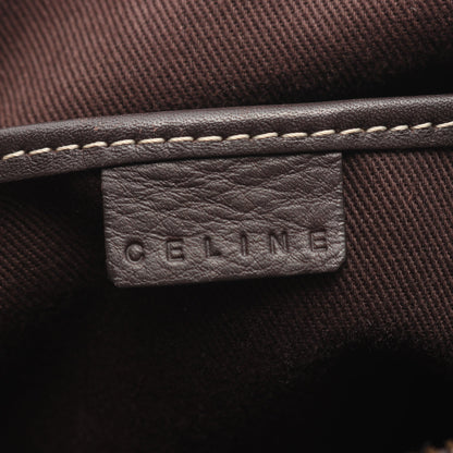 マカダム ハンドバッグ キャンバス レザー ベージュ ダークブラウン セリーヌ バッグ CELINE
