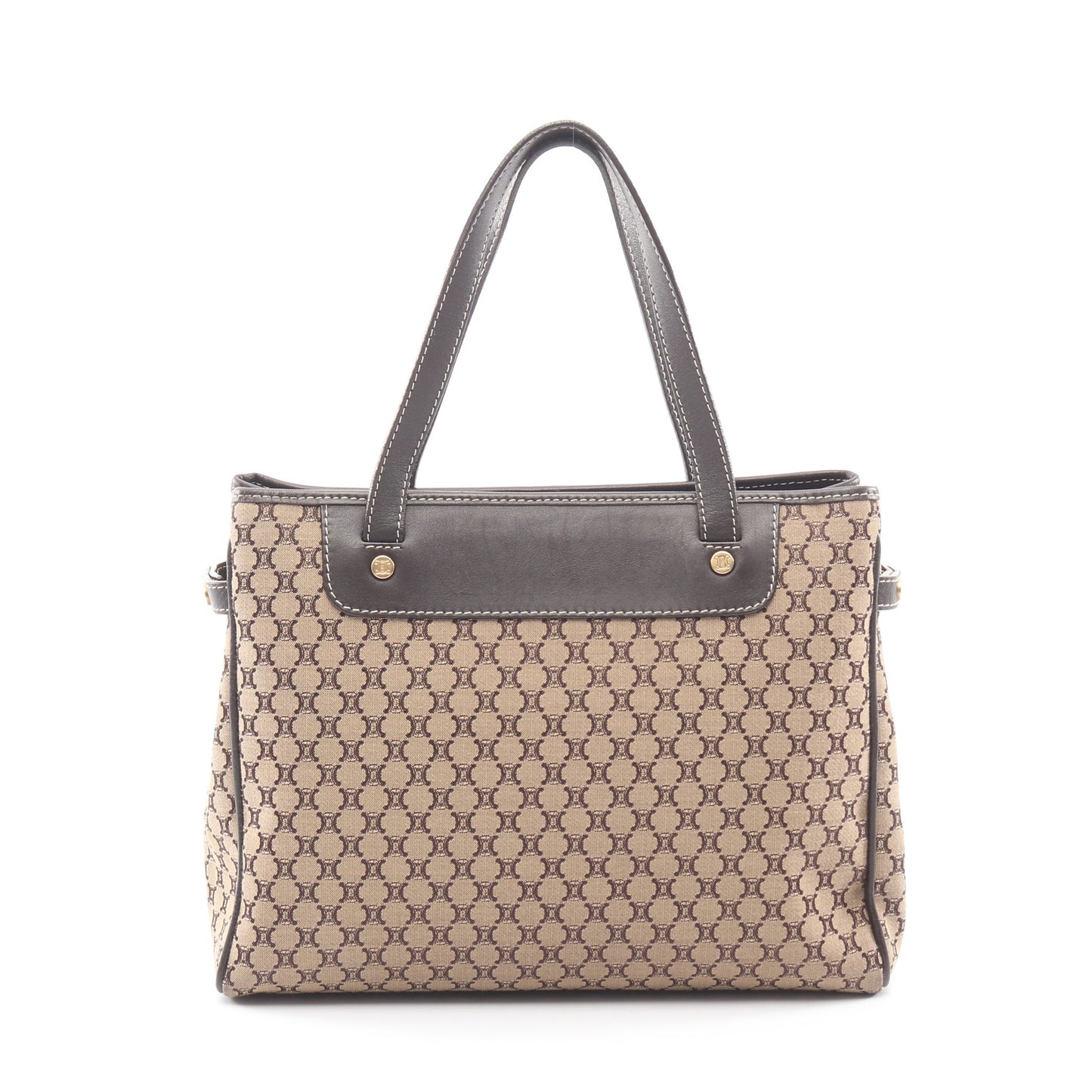 マカダム ハンドバッグ キャンバス レザー ベージュ ダークブラウン セリーヌ バッグ CELINE