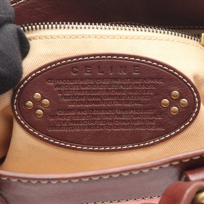 Cマカダム ハンドバッグ キャンバス レザー ピンクレッド ダークブラウン セリーヌ バッグ CELINE