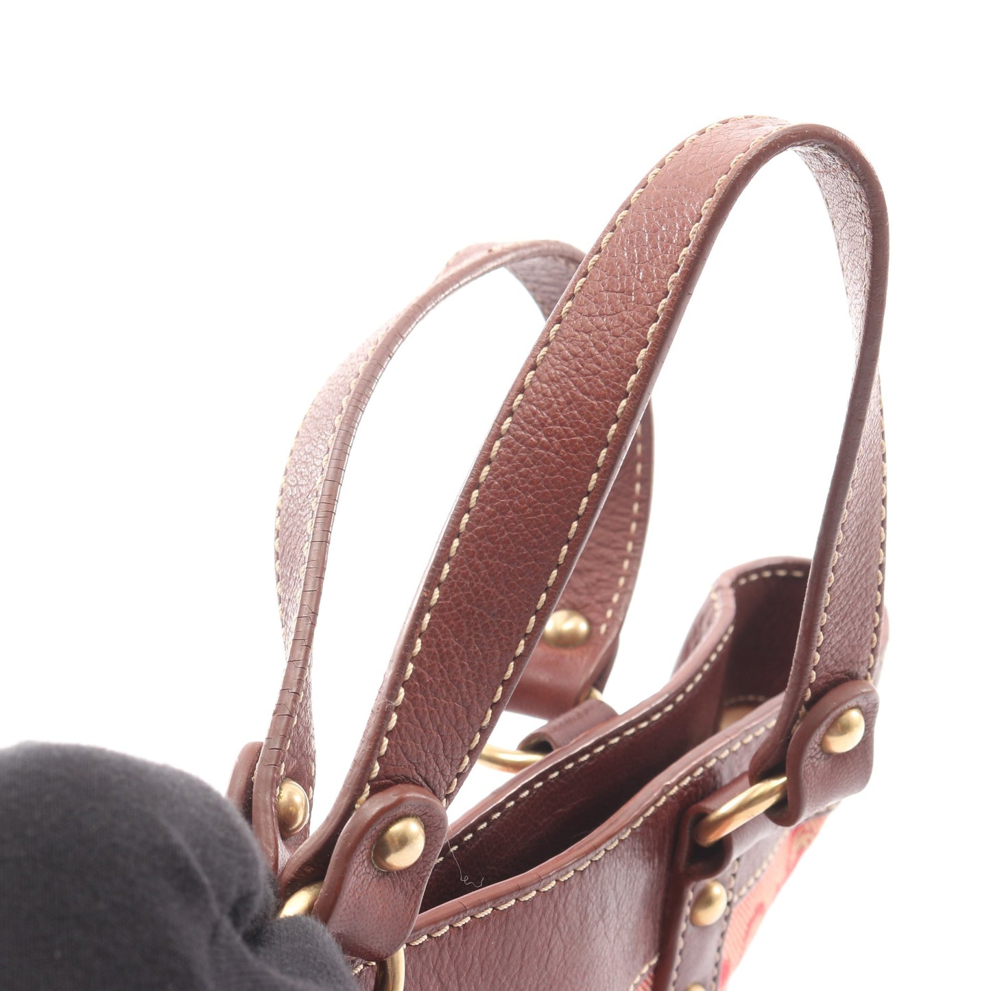 Cマカダム ハンドバッグ キャンバス レザー ピンクレッド ダークブラウン セリーヌ バッグ CELINE