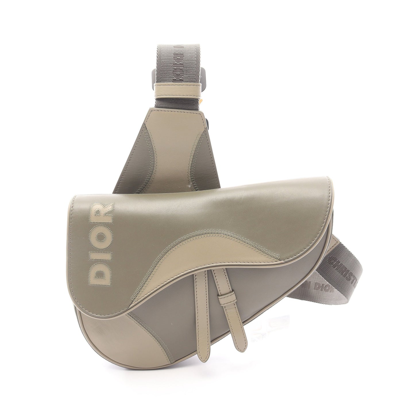 サドルバッグ ボディバッグ レザー カーキグリーン ベージュ クリスチャンディオール バッグ Christian Dior