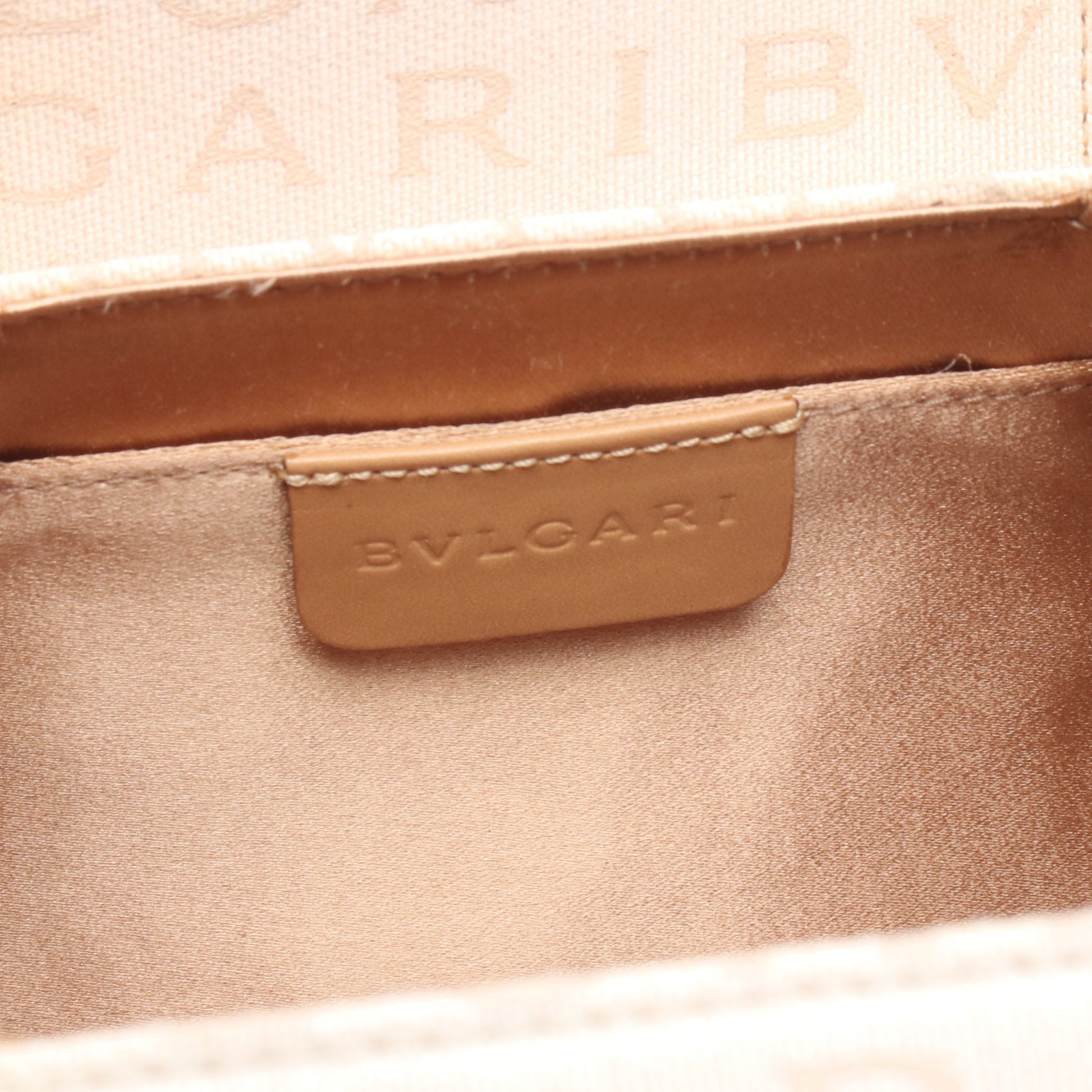 ビーゼロワン ロゴマニア ハンドバッグ キャンバス レザー ライトベージュ ベージュ ブルガリ バッグ BVLGARI
