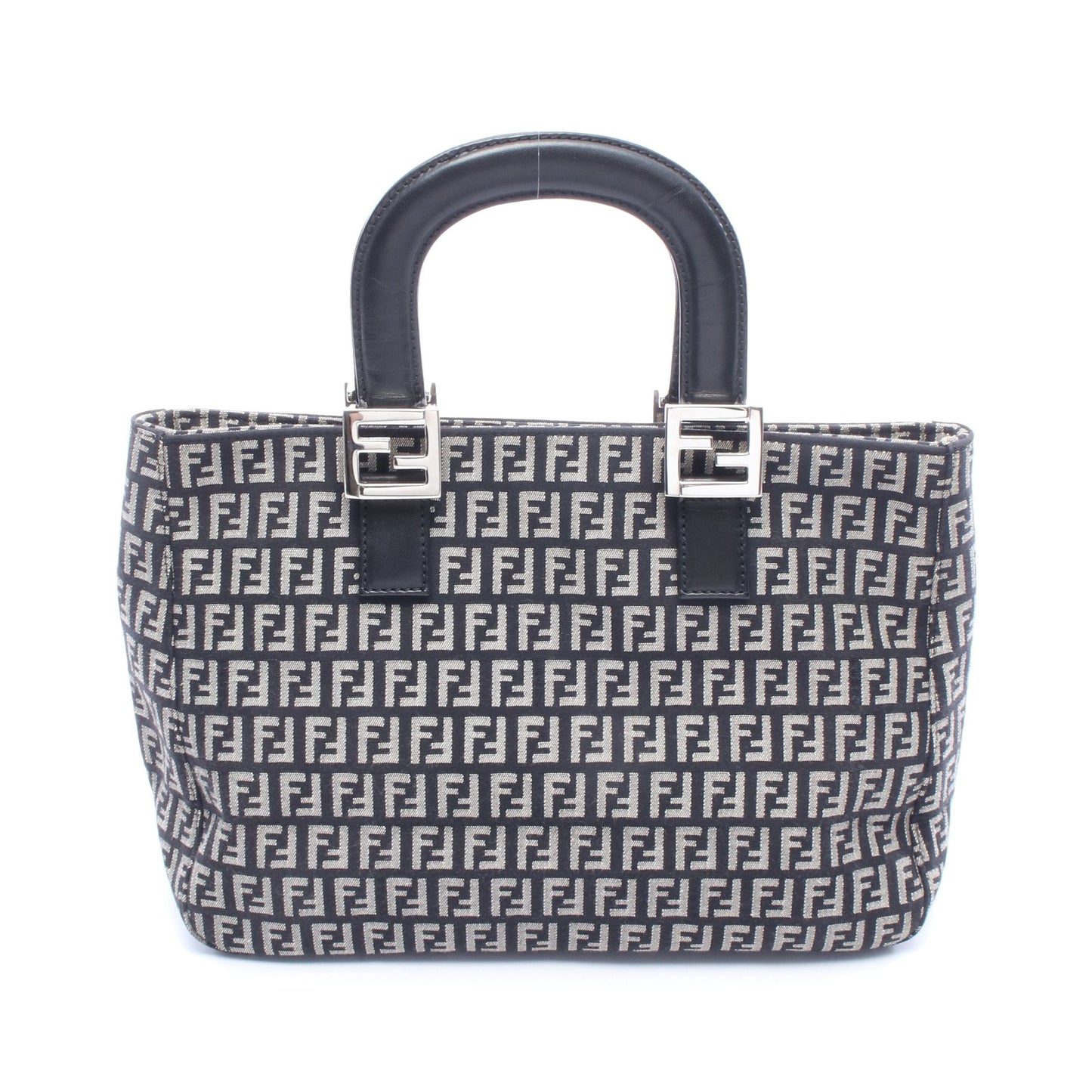 ズッカ ハンドバッグ トートバッグ キャンバス レザー ブラック グレー フェンディ バッグ FENDI