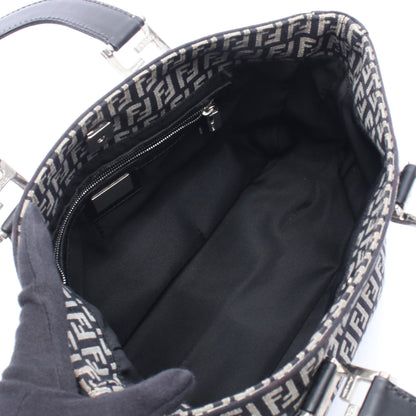 ズッカ ハンドバッグ トートバッグ キャンバス レザー ブラック グレー フェンディ バッグ FENDI
