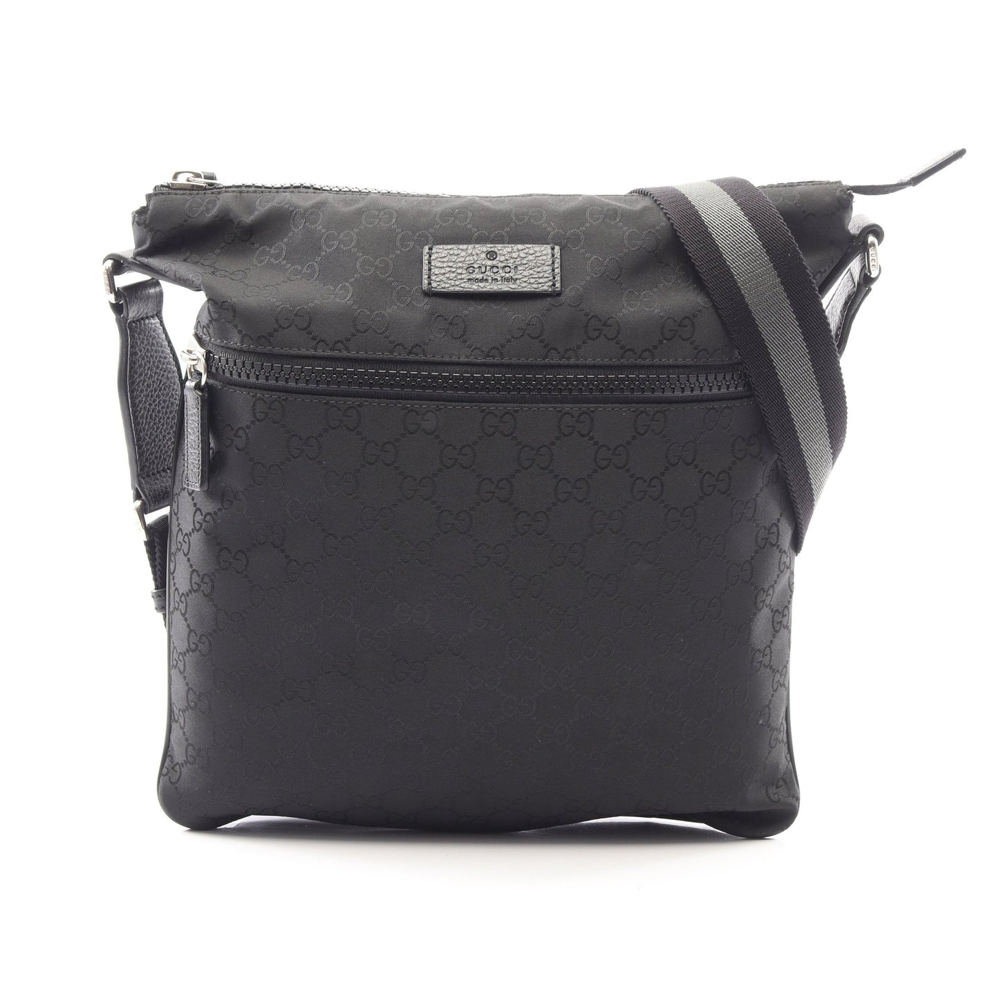 GG柄 ショルダーバッグ ナイロンキャンバス レザー ブラック グッチ バッグ GUCCI