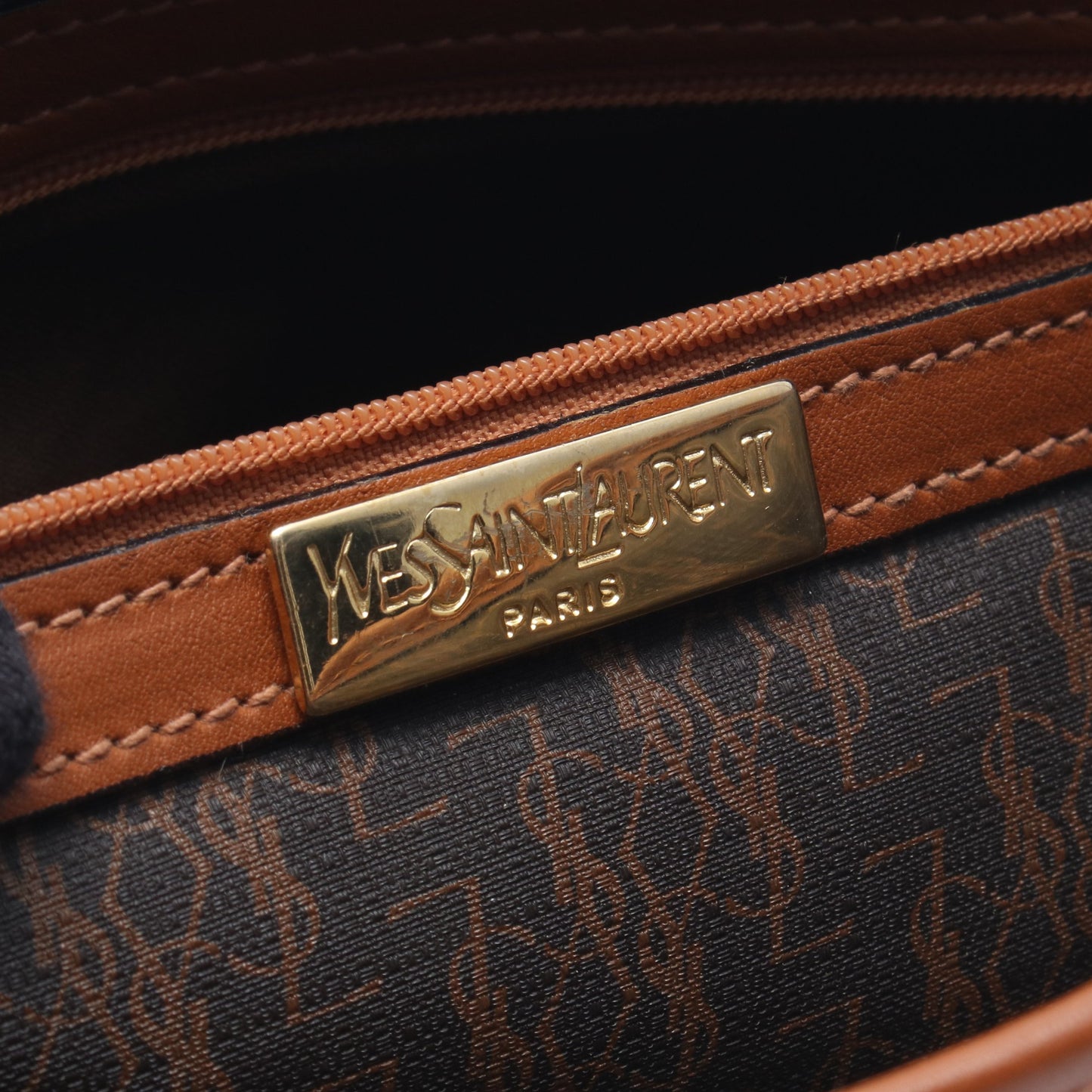 ショルダーバッグ PVC レザー ダークグレー ブラウン イヴサンローラン バッグ YVES SAINT LAURENT
