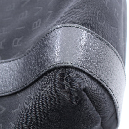 ロゴマニア ショルダーバッグ トートバッグ キャンバス レザー ブラック ブルガリ バッグ BVLGARI