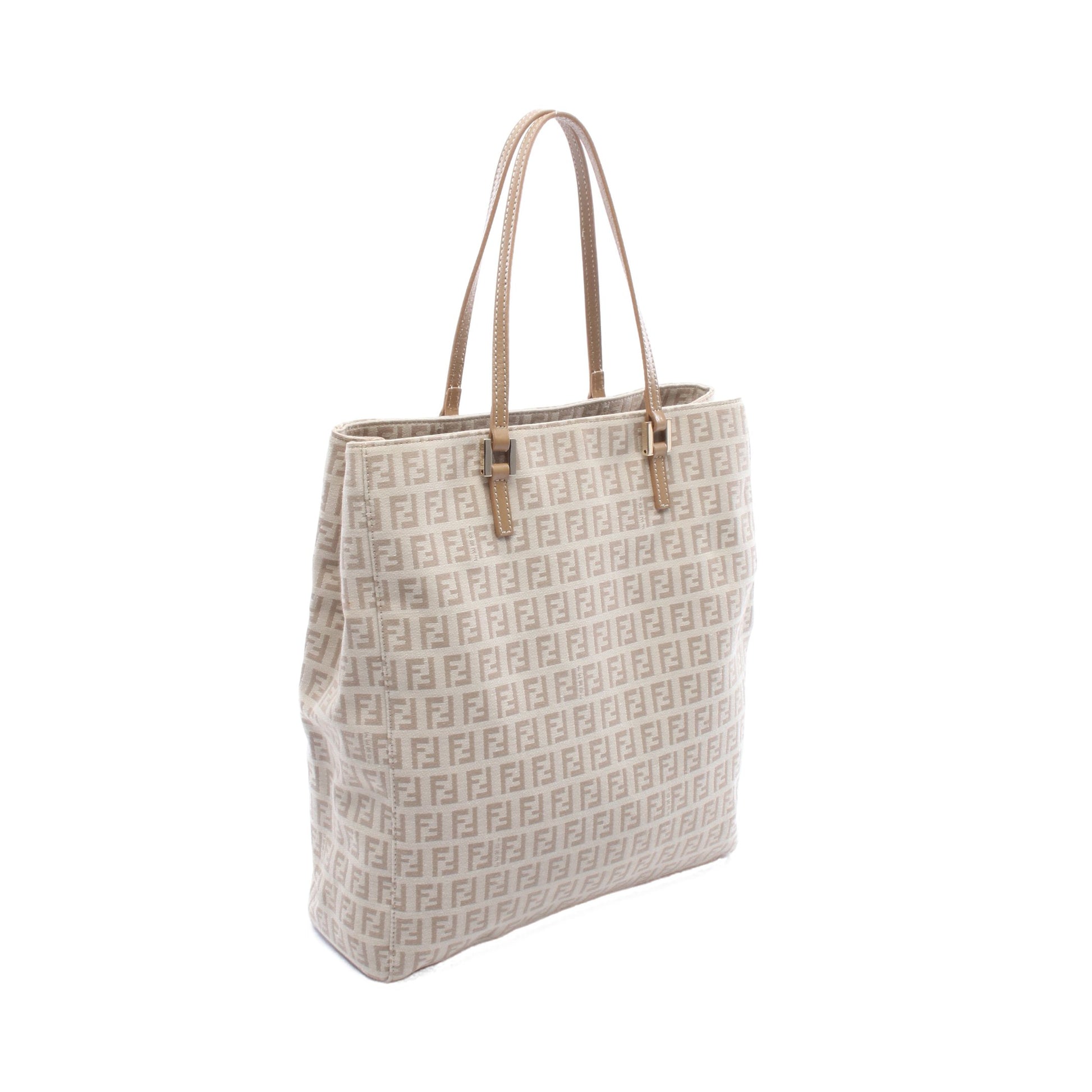 ズッキーノ ハンドバッグ トートバッグ キャンバス レザー アイボリー ライトブラウン フェンディ バッグ FENDI