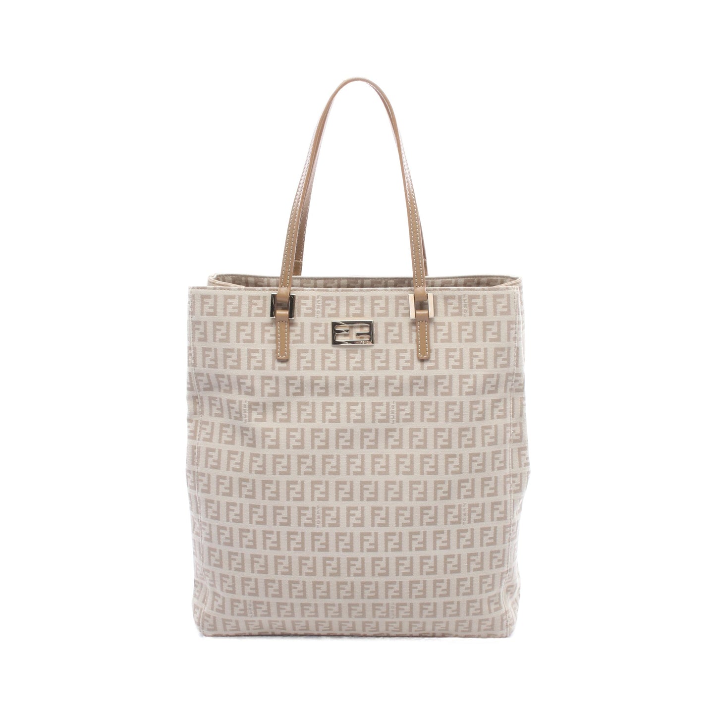 ズッキーノ ハンドバッグ トートバッグ キャンバス レザー アイボリー ライトブラウン フェンディ バッグ FENDI