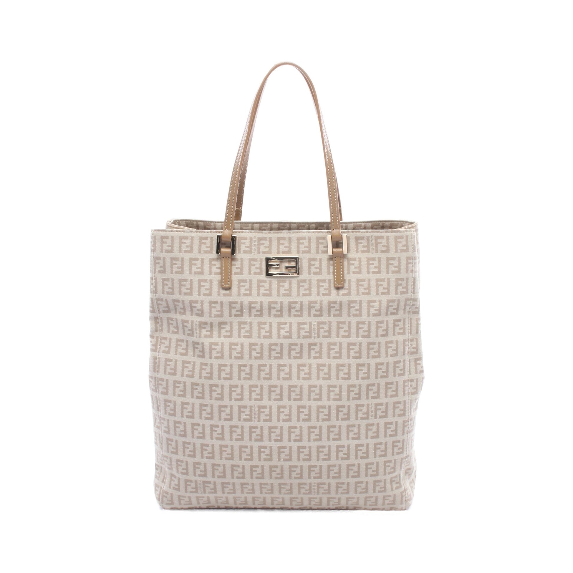 ズッキーノ ハンドバッグ トートバッグ キャンバス レザー アイボリー ライトブラウン フェンディ バッグ FENDI