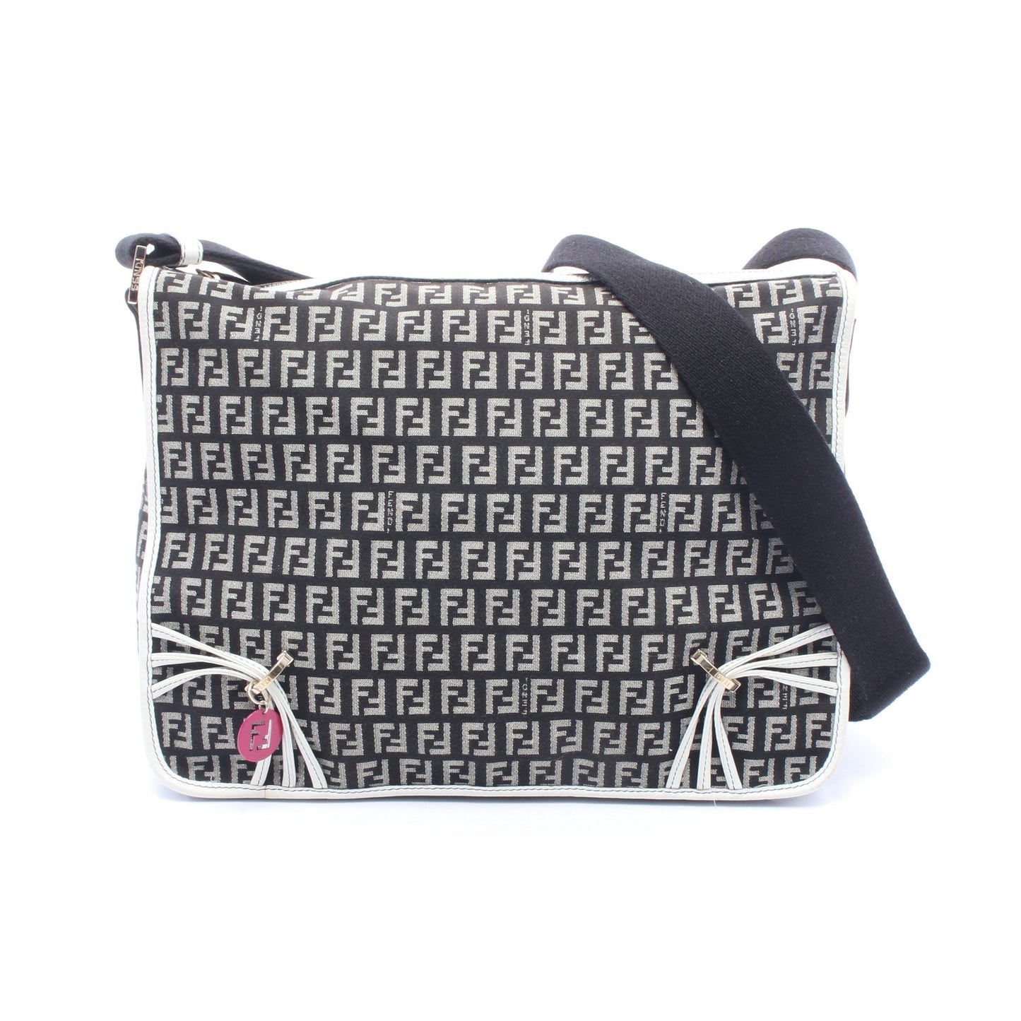 ズッキーノ ショルダーバッグ キャンバス レザー ブラック グレー ホワイト フェンディ バッグ FENDI