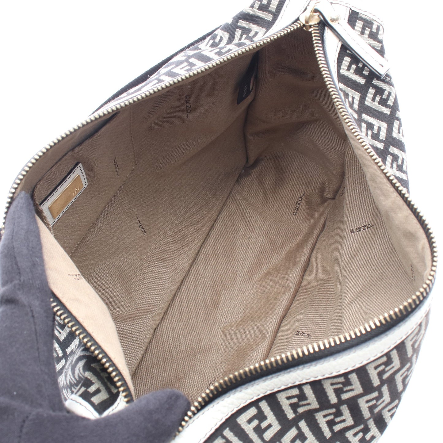ズッキーノ ショルダーバッグ キャンバス レザー ブラック グレー ホワイト フェンディ バッグ FENDI