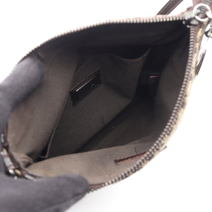 ズッキーノ ショルダーバッグ キャンバス レザー ダークブラウン フェンディ バッグ FENDI