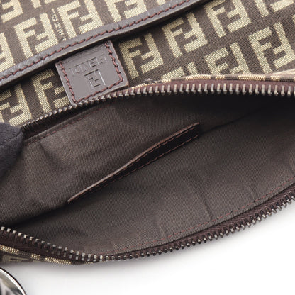 ズッキーノ ショルダーバッグ キャンバス レザー ダークブラウン フェンディ バッグ FENDI