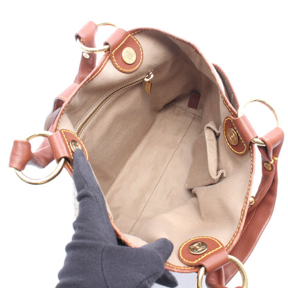 マカダム ハンドバッグ キャンバス レザー グレーベージュ ブラウン セリーヌ バッグ CELINE