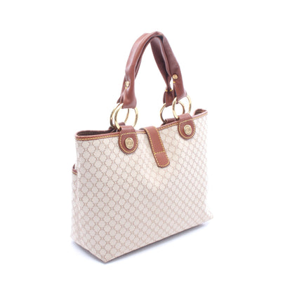 マカダム ハンドバッグ キャンバス レザー グレーベージュ ブラウン セリーヌ バッグ CELINE