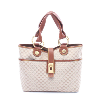 マカダム ハンドバッグ キャンバス レザー グレーベージュ ブラウン セリーヌ バッグ CELINE