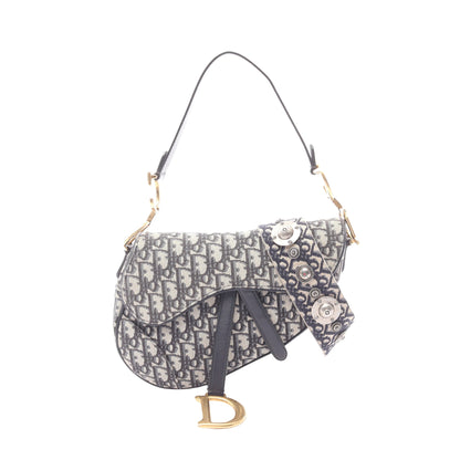 サドルバッグ オブリーク 2WAY ハンドバッグ キャンバス レザー ベージュ ネイビー クリスチャンディオール バッグ Christian Dior