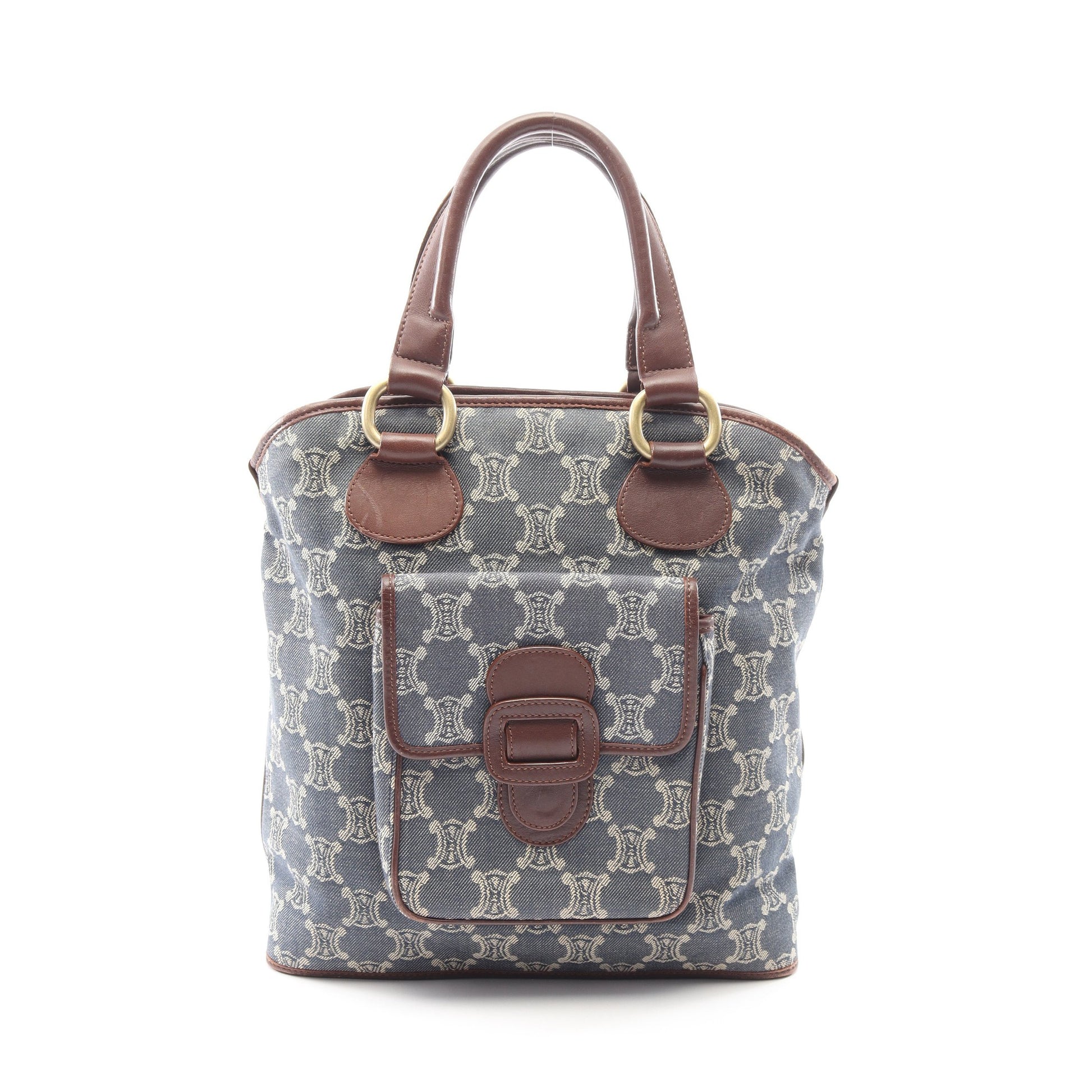 パリマカダム ハンドバッグ トートバッグ デニム レザー ブルー ダークブラウン セリーヌ バッグ CELINE