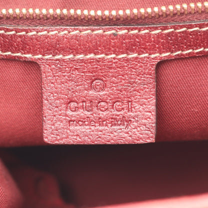ニュージャッキー ホースビット ハンドバッグ キャンバス レザー ベージュ バーガンディ グッチ バッグ GUCCI