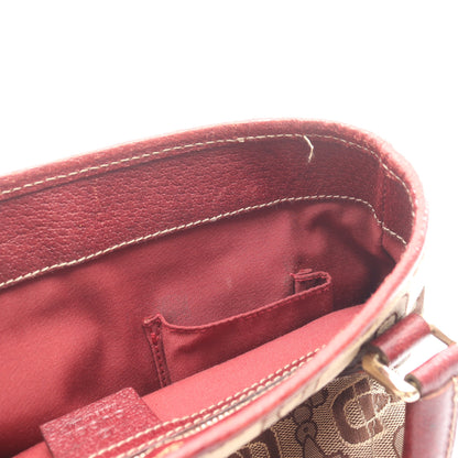 ニュージャッキー ホースビット ハンドバッグ キャンバス レザー ベージュ バーガンディ グッチ バッグ GUCCI
