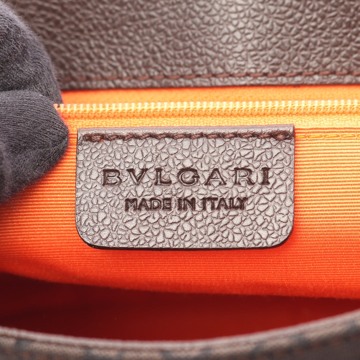 ロゴマニア ショルダーバッグ キャンバス レザー ダークブラウン ブルガリ バッグ BVLGARI