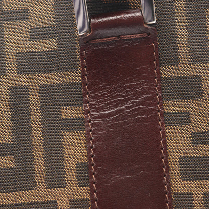 ズッカ ハンドバッグ キャンバス レザー ブラウン ダークブラウン フェンディ バッグ FENDI