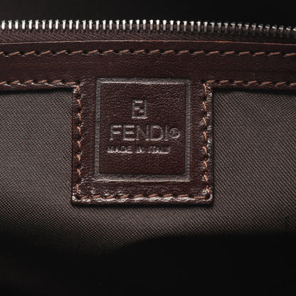 ズッカ ハンドバッグ キャンバス レザー ブラウン ダークブラウン フェンディ バッグ FENDI