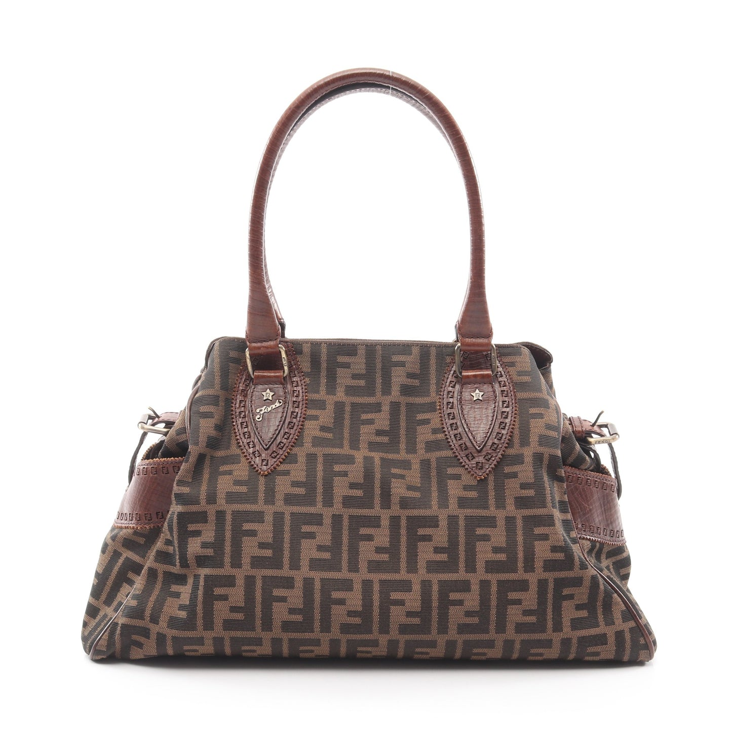 エトニコ ズッカ ショルダーバッグ トートバッグ キャンバス レザー ブラウン ブラック フェンディ バッグ FENDI