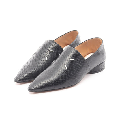 4ステッチ ポインテッドトゥ ローファー パイソン ブラック メゾンマルジェラ22 シューズ Maison Margiela 22