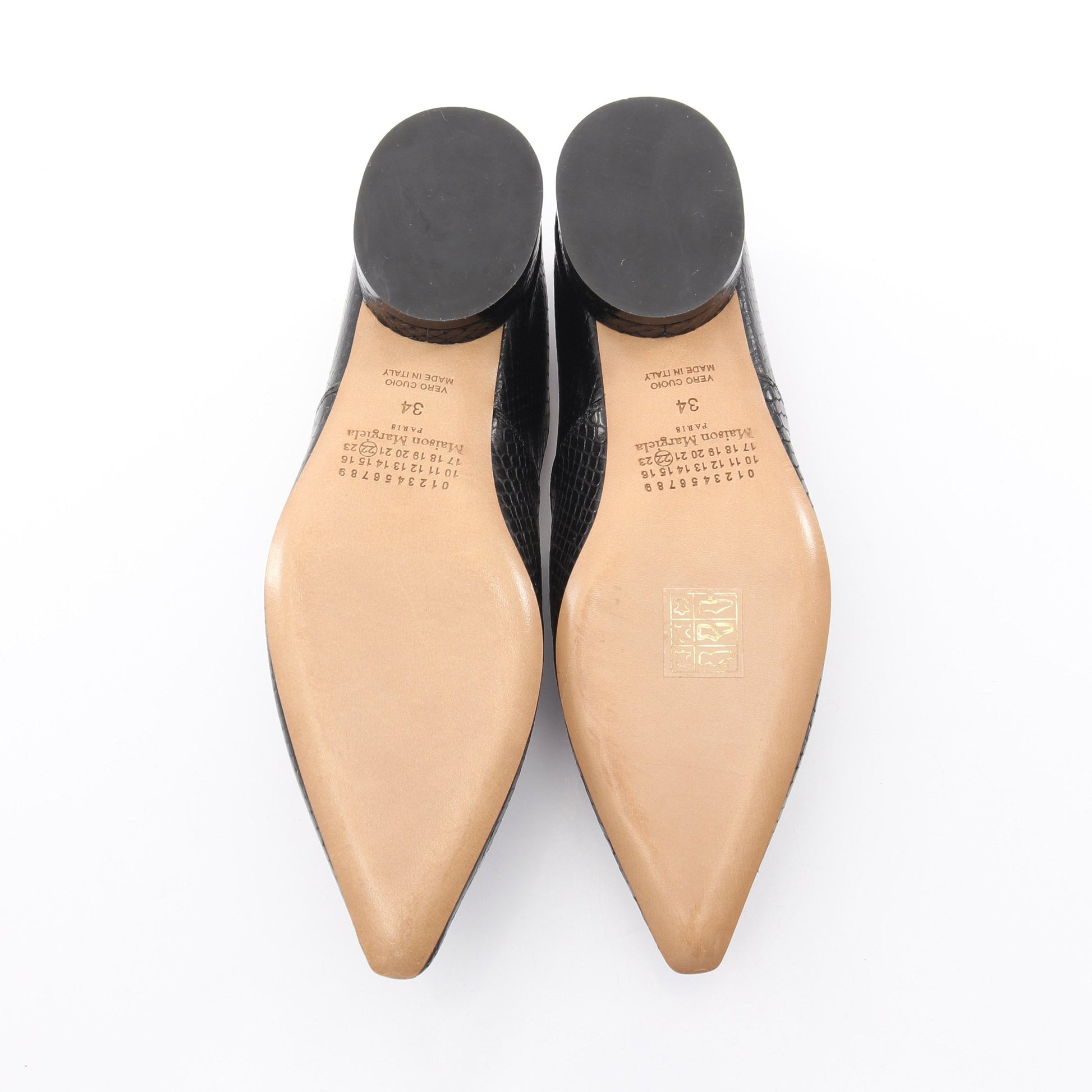 4ステッチ ポインテッドトゥ ローファー パイソン ブラック メゾンマルジェラ22 シューズ Maison Margiela 22