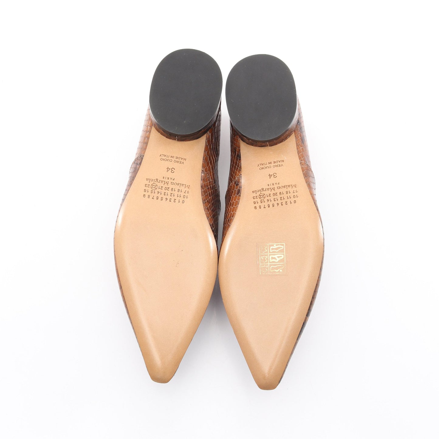 4ステッチ ポインテッドトゥ ローファー パイソン ブラウン メゾンマルジェラ22 シューズ Maison Margiela 22