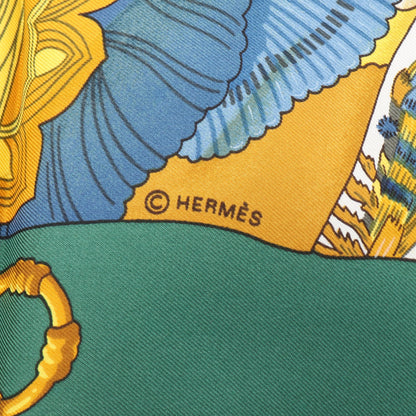 カレ90 Soleil de Soie スカーフ シルク グリーン マルチカラー エルメス 財布・小物 HERMES