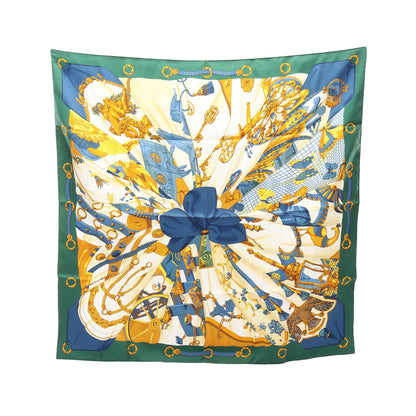 カレ90 Soleil de Soie スカーフ シルク グリーン マルチカラー エルメス 財布・小物 HERMES