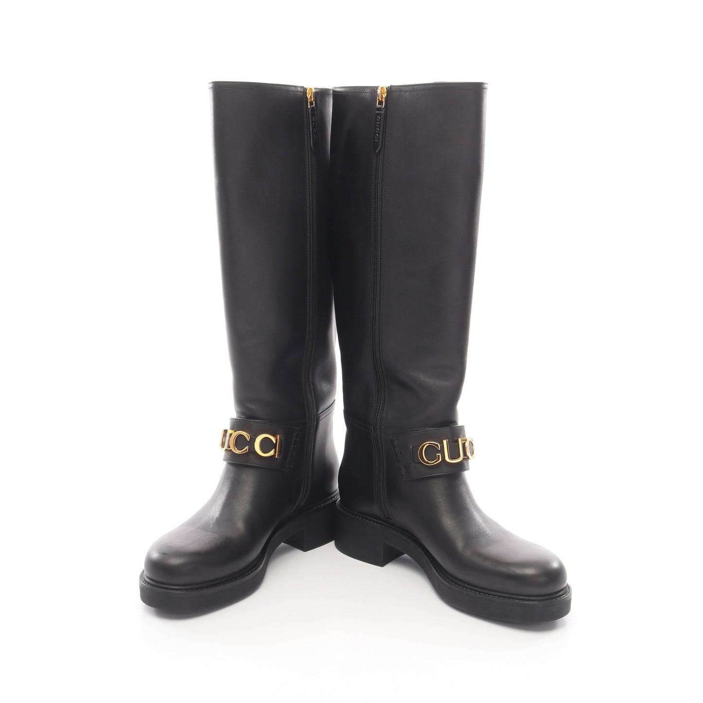 ロゴ ロング ブーツ レザー ブラック グッチ シューズ GUCCI