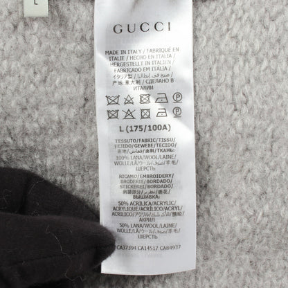 GGロゴ 刺繍 クルーネック ニット ウール グレー グッチ トップス GUCCI
