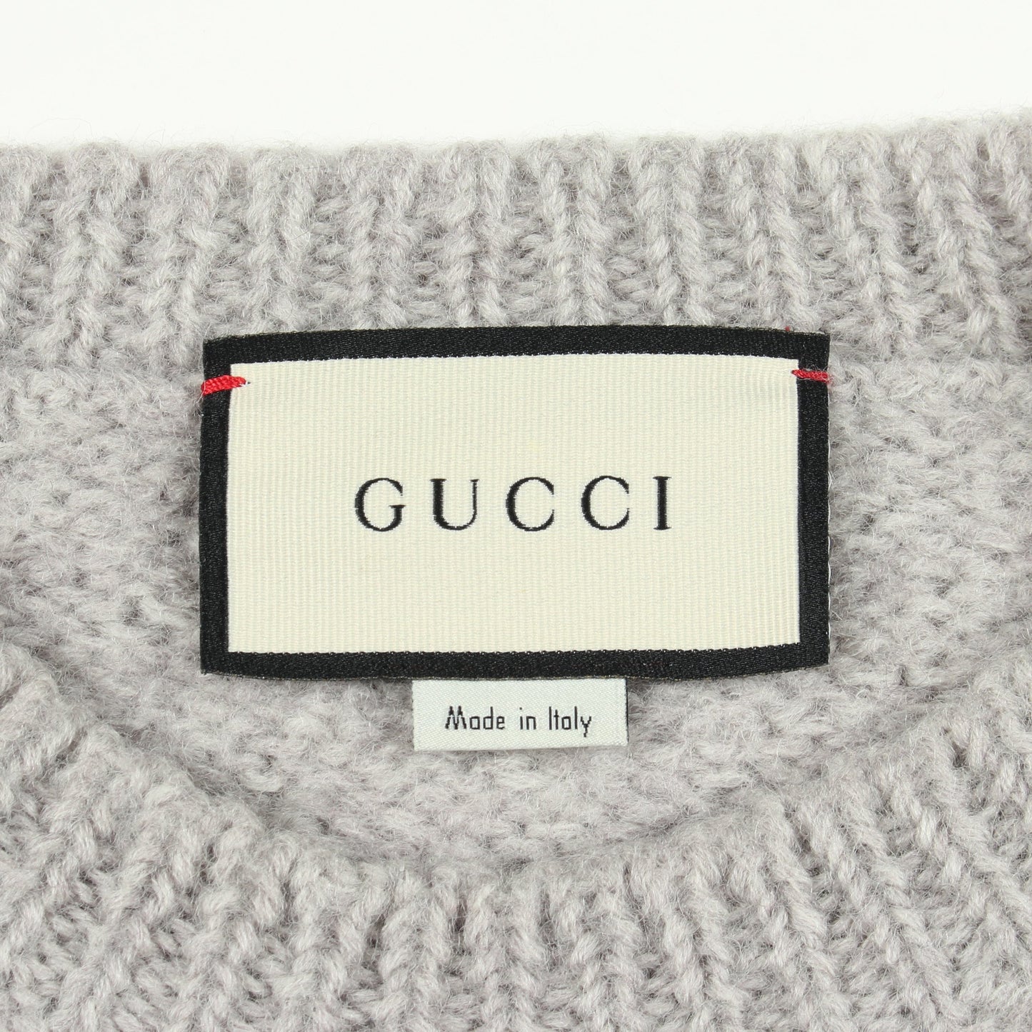 GGロゴ 刺繍 クルーネック ニット ウール グレー グッチ トップス GUCCI