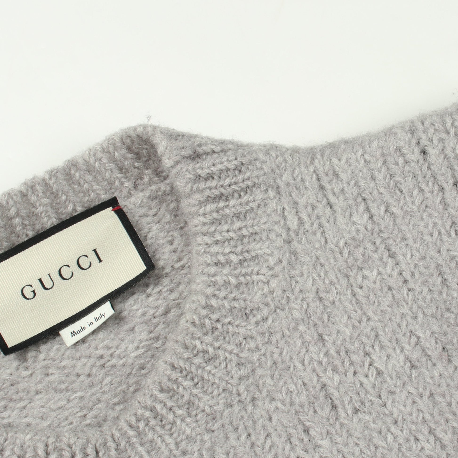 GGロゴ 刺繍 クルーネック ニット ウール グレー グッチ トップス GUCCI