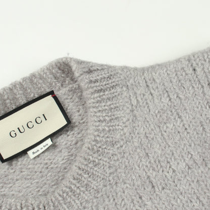 GGロゴ 刺繍 クルーネック ニット ウール グレー グッチ トップス GUCCI
