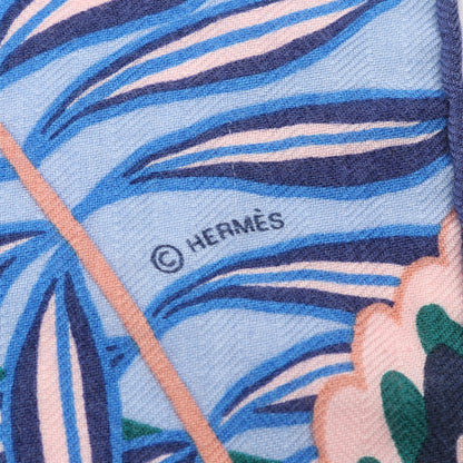 カレジェアン カレ140 THREE GRACES スカーフ ショール カシミヤ シルク ブルー マルチカラー エルメス 財布・小物 HERMES