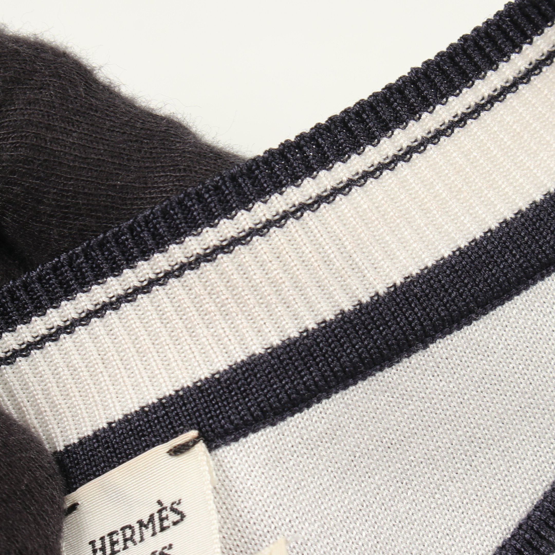 EN DESORDRE FINESSE ニット シルク ホワイト ネイビー エルメス – RECLO
