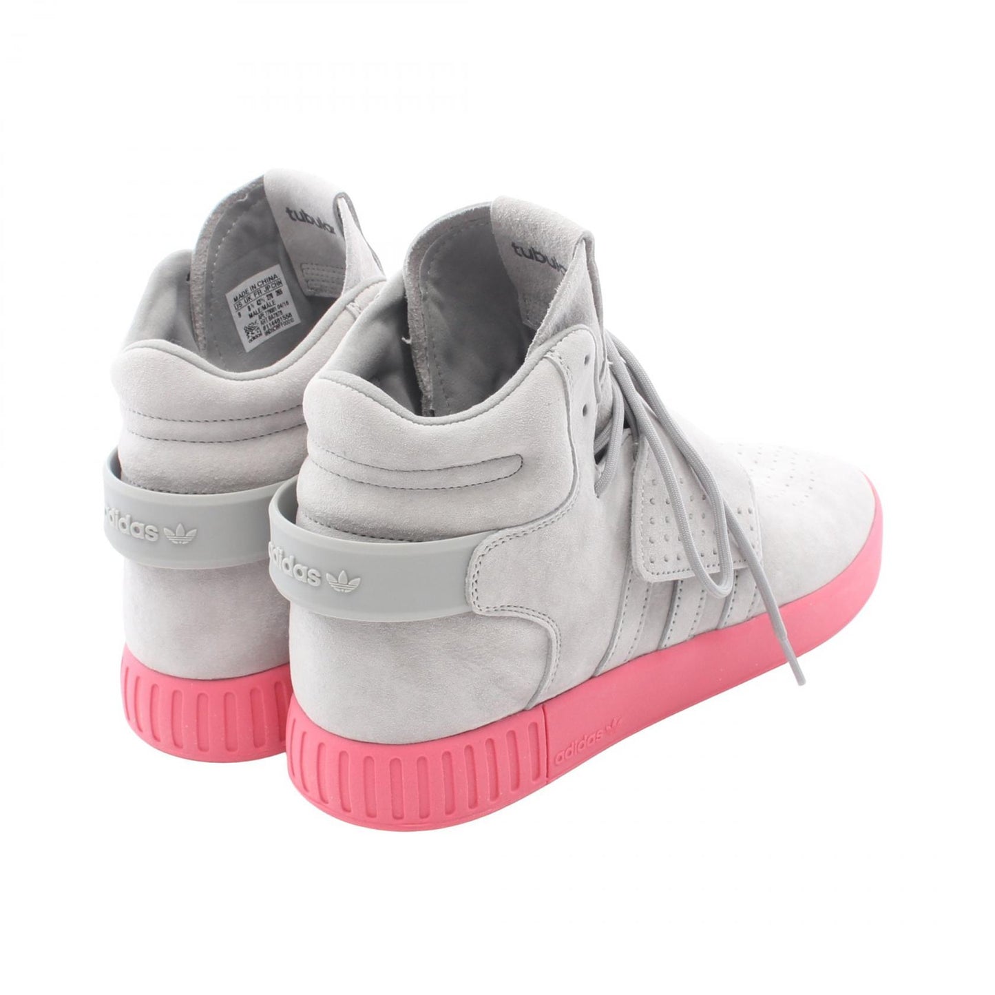 TUBULAR INVADER STRAP ハイカットスニーカー スエード ライトグレー ピンク アディダス シューズ adidas