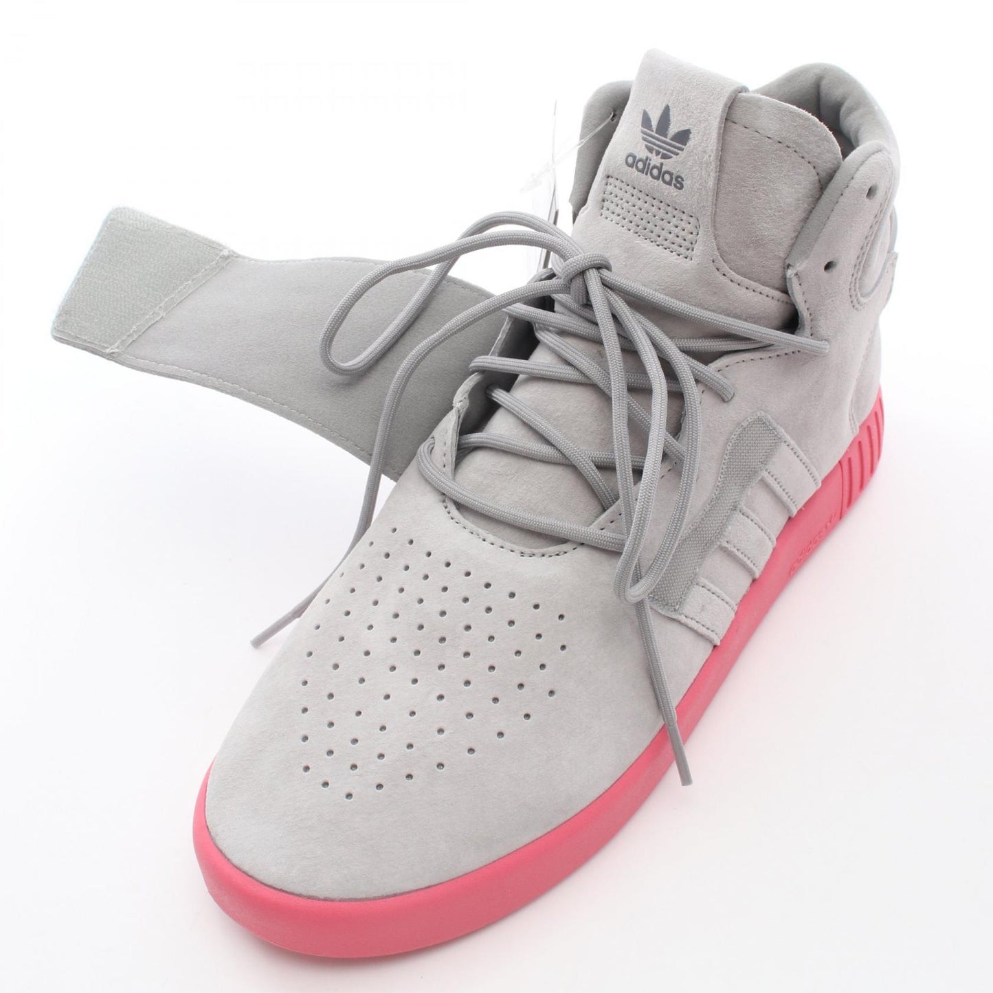 TUBULAR INVADER STRAP ハイカットスニーカー スエード ライトグレー ピンク アディダス シューズ adidas
