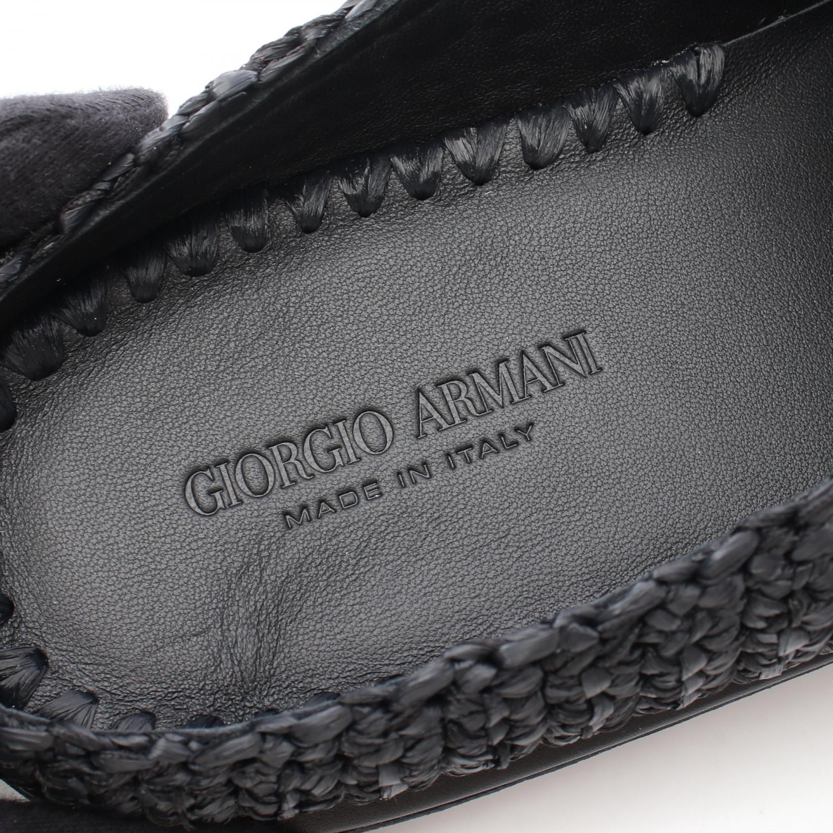 ミュール サンダル レザー メッシュ ブラック ジョルジオアルマーニ シューズ GIORGIO ARMANI