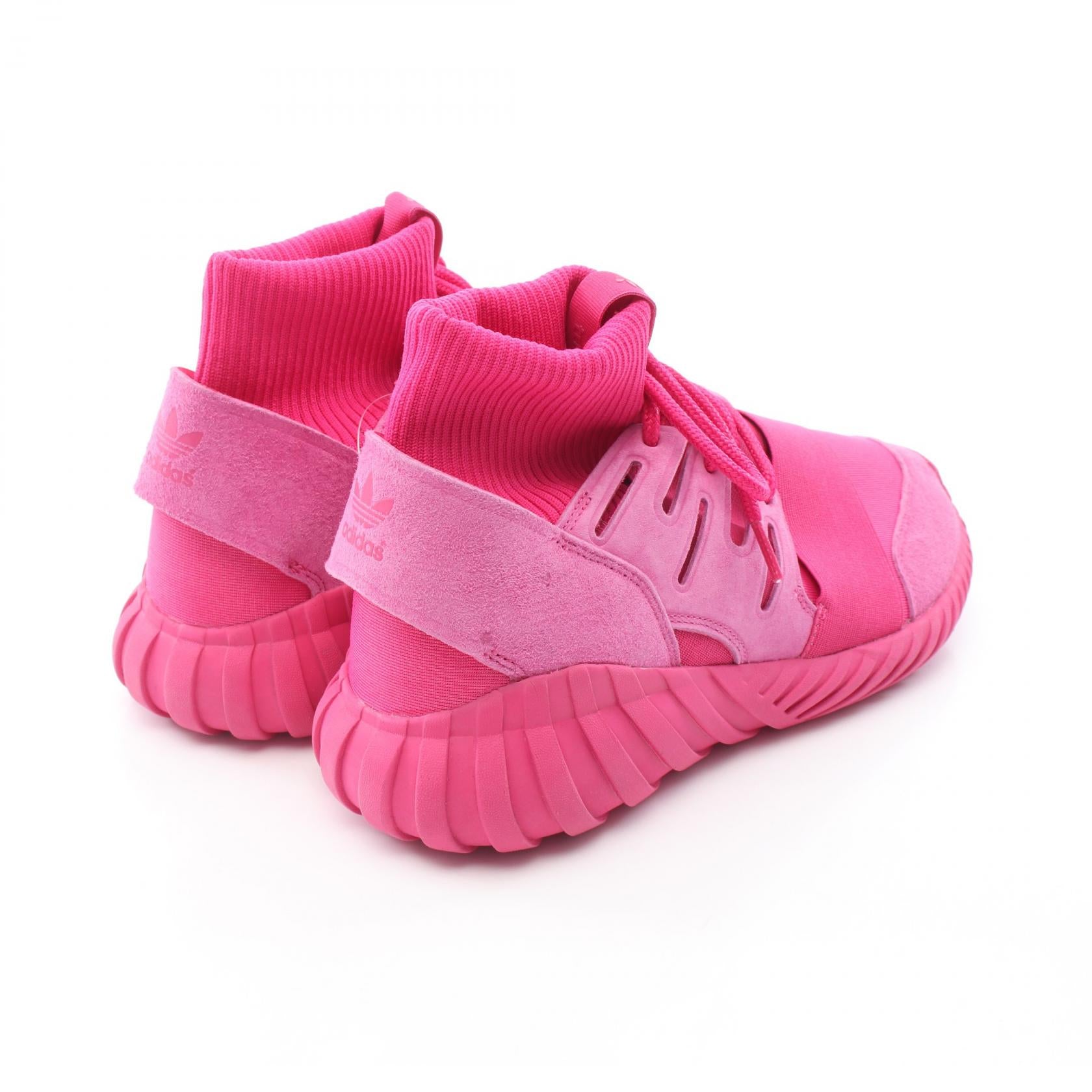 TUBULAR DOOM ハイカットスニーカー ニットファブリック スエード ピンク アディダス シューズ adidas