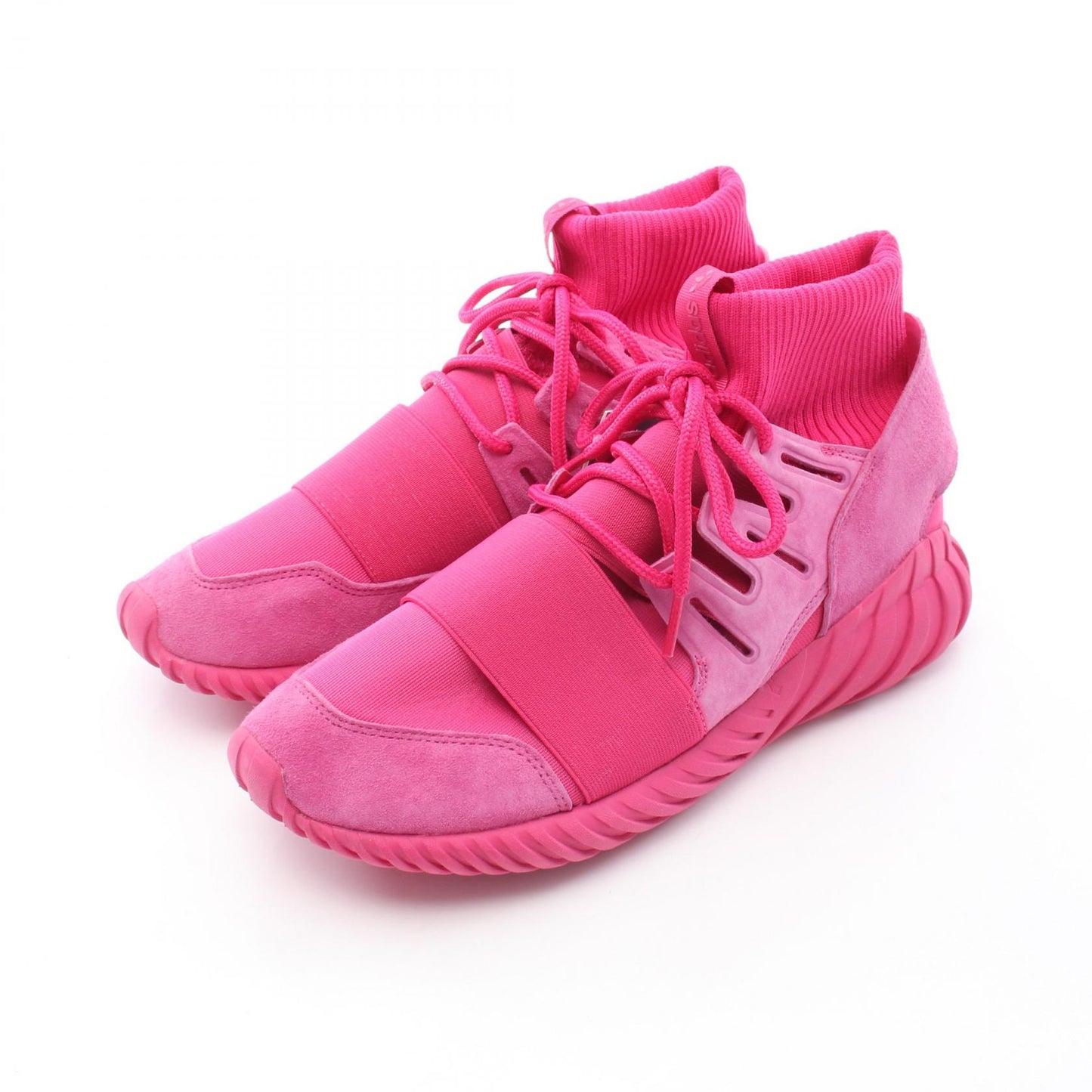 TUBULAR DOOM ハイカットスニーカー ニットファブリック スエード ピンク アディダス シューズ adidas