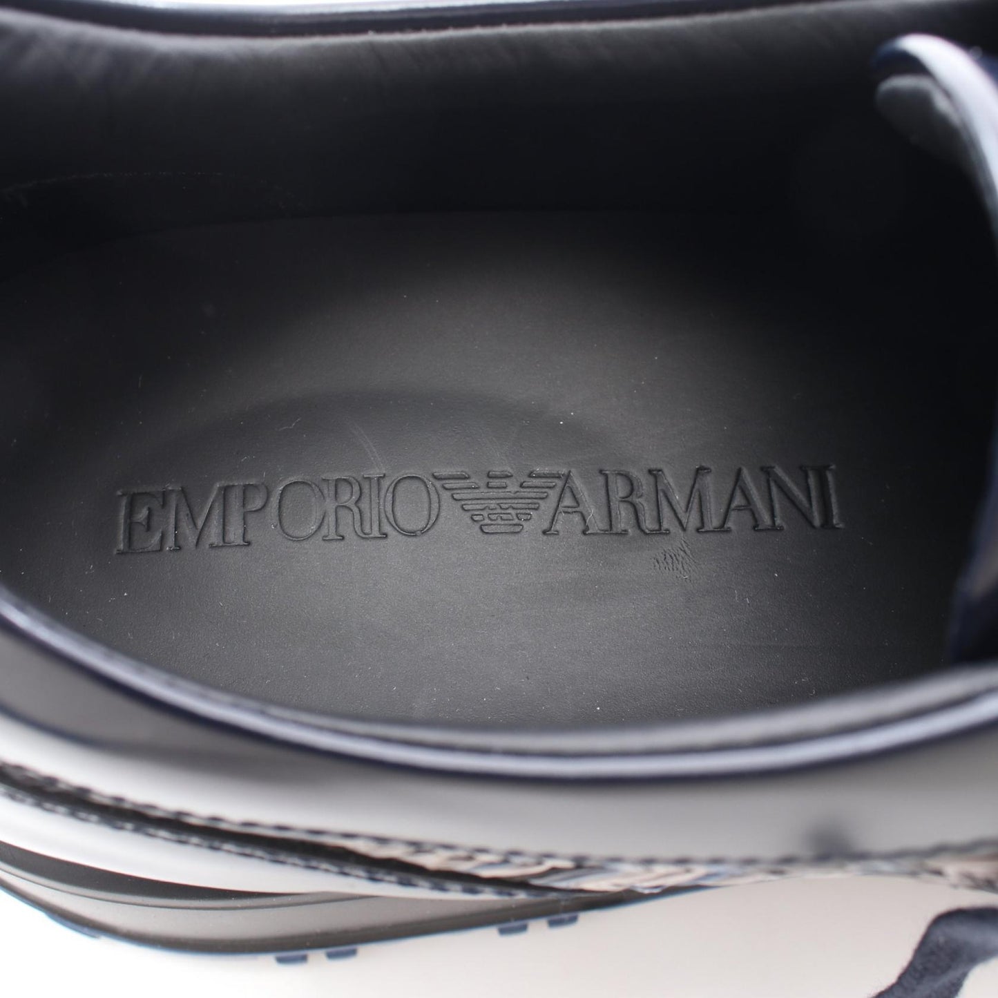 スニーカー レザー ファブリック ダークネイビー グレー エンポリオアルマーニ シューズ EMPORIO ARMANI