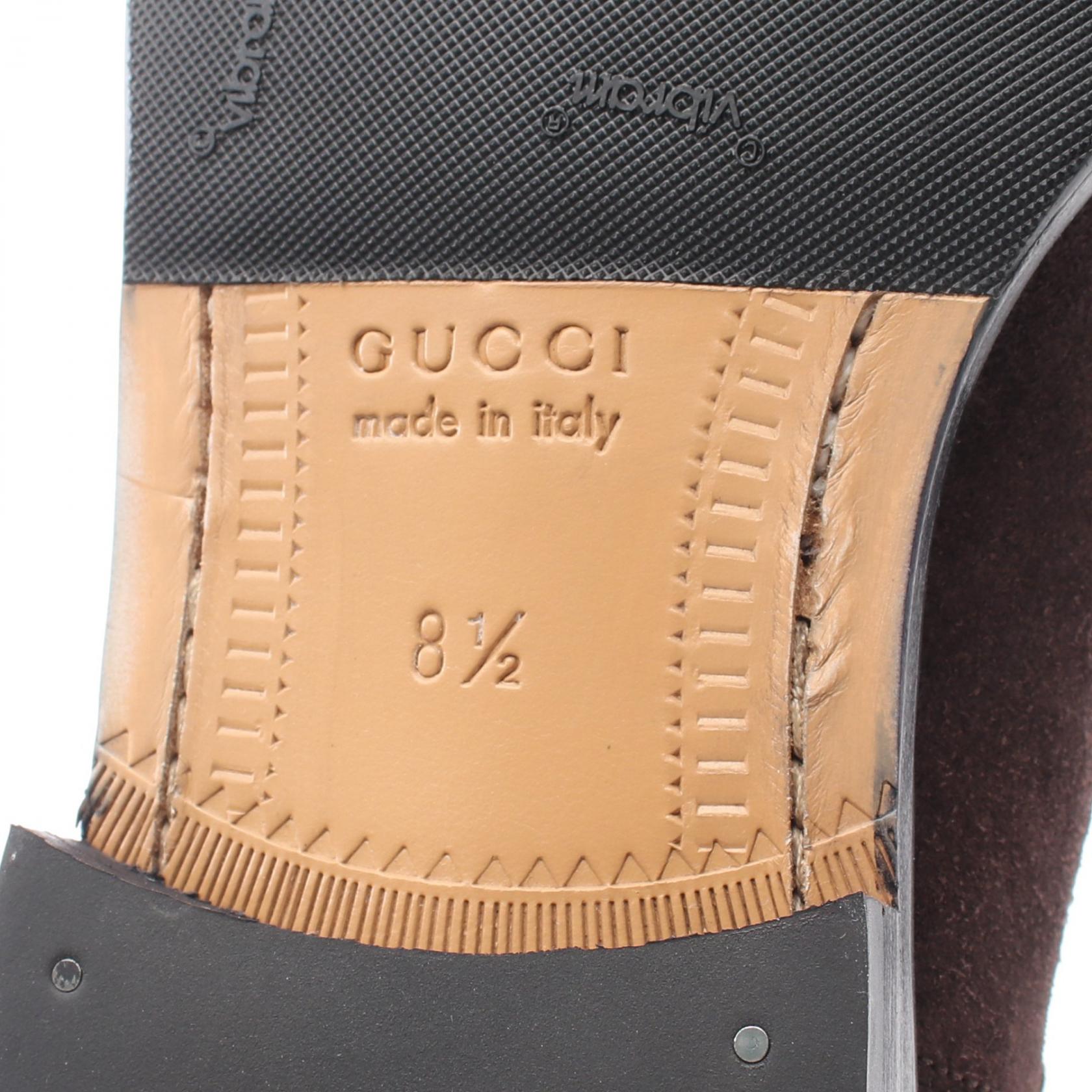 サイドゴアブーツ スエード ダークブラウン ブラック グッチ シューズ GUCCI