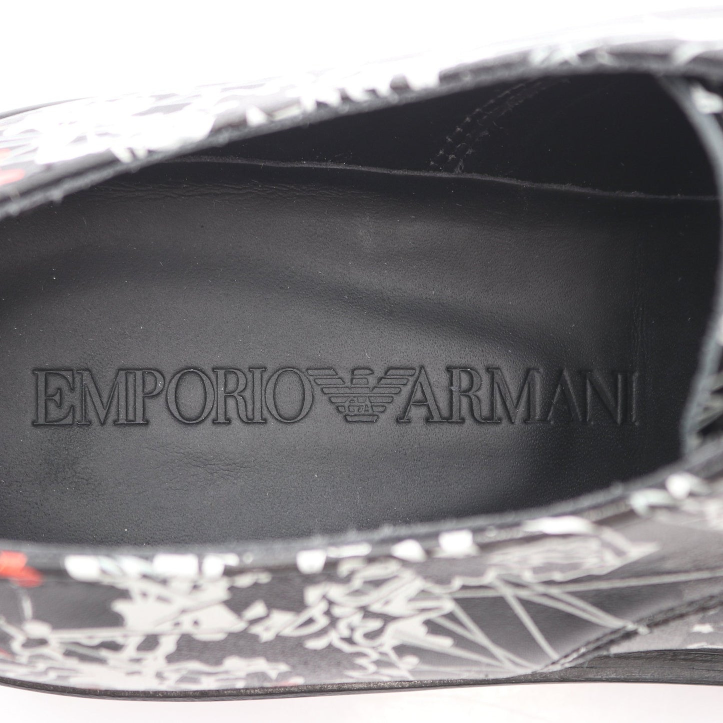 ペイント加工 ダービーシューズ ドレスシューズ レザー ブラック ホワイト レッド エンポリオアルマーニ シューズ EMPORIO ARMANI