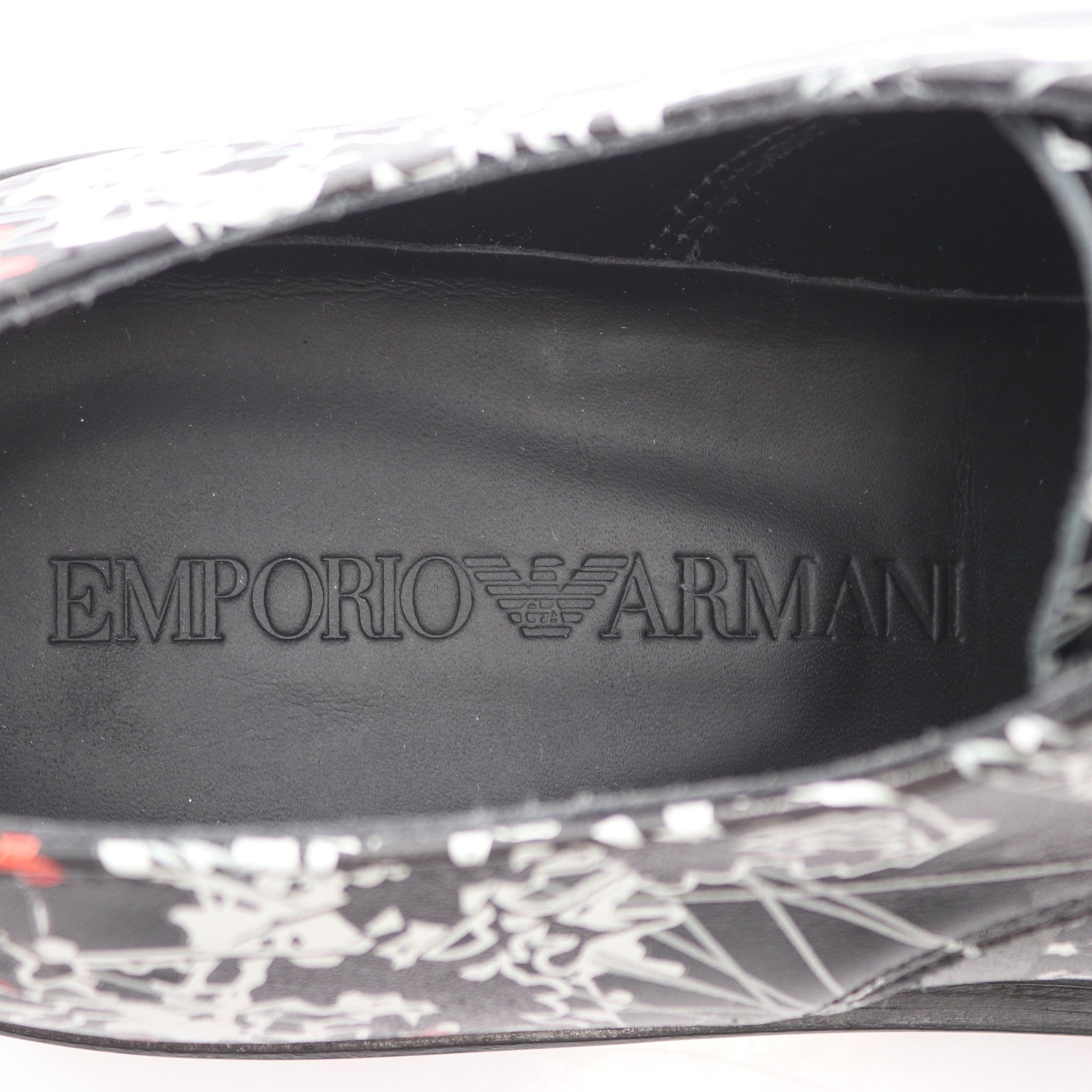 ペイント加工 ダービーシューズ ドレスシューズ レザー ブラック ホワイト レッド エンポリオアルマーニ シューズ EMPORIO ARMANI